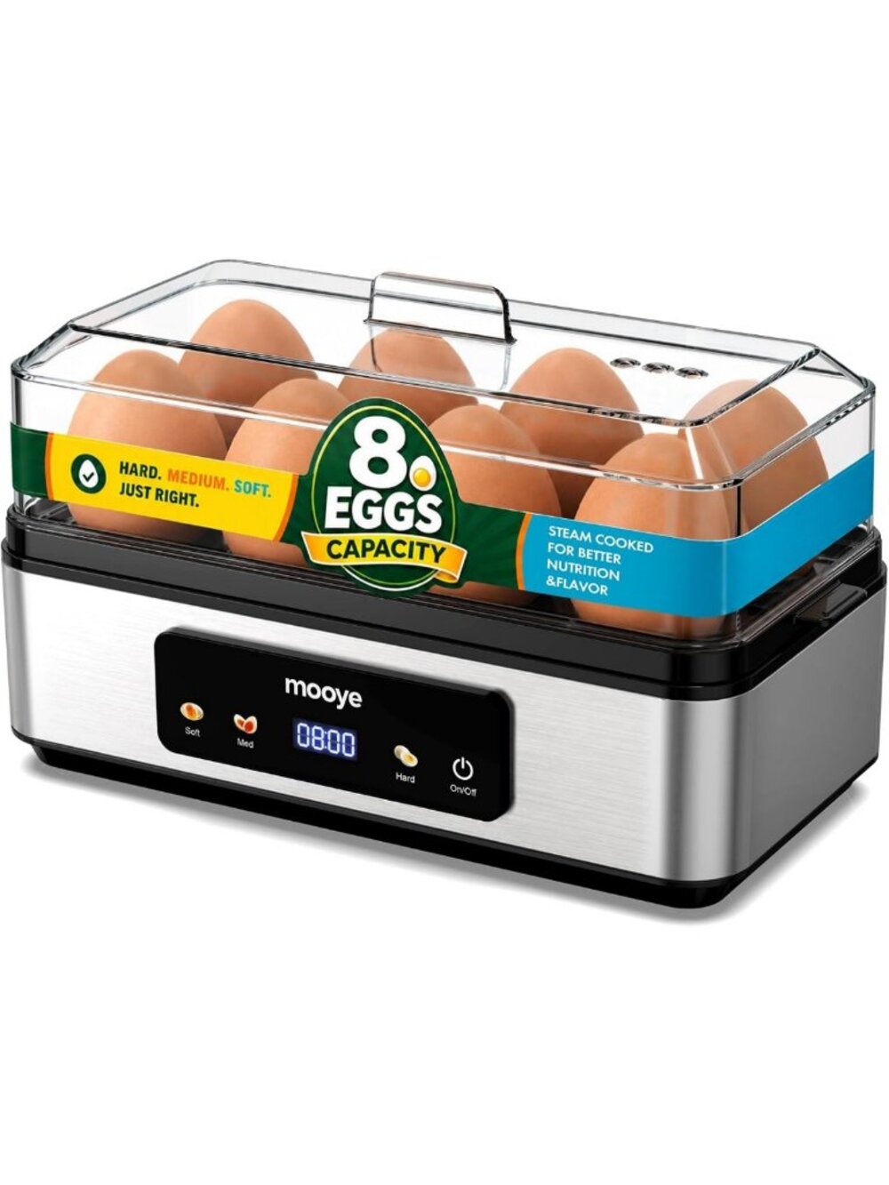3-in-1 Electric Egg Cooker & Steamer - Hard/Soft Boiled, Auto Shut-Off